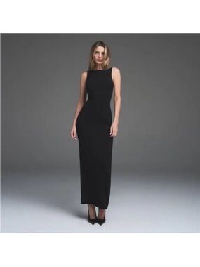 SKIMS NWOT Smooth Lounge Long Boatneck Dress - Obsidian